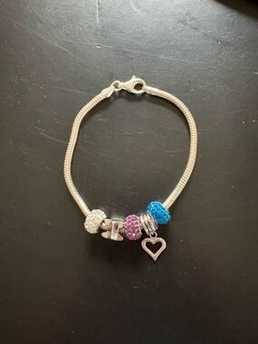 Lenox Silver Bracelet with Blue, Pink and Clear Crystal Beads